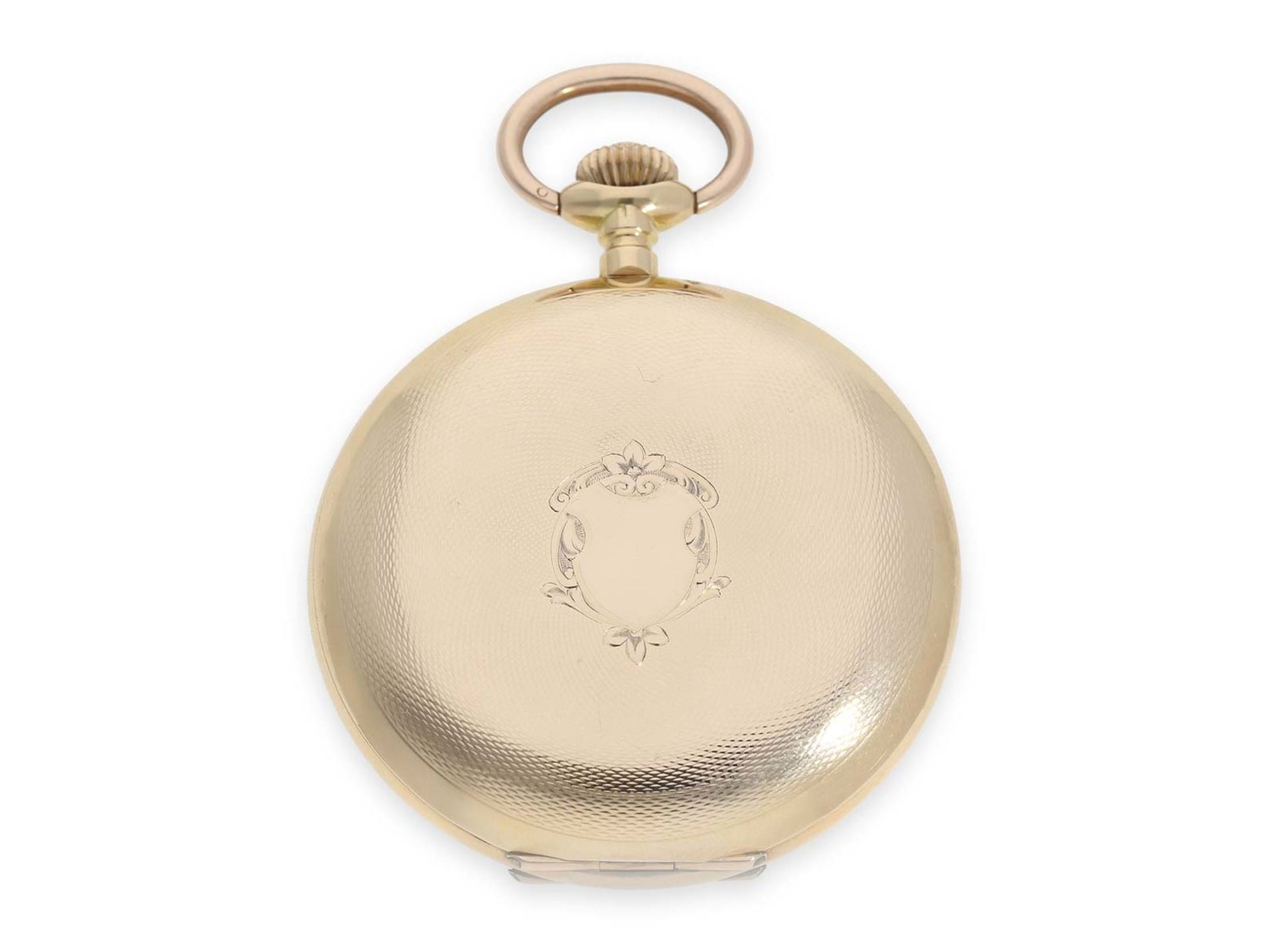 Pocket watch: exceptionally large Swiss gold hunting case watch with precision lever movement, so- - Bild 7 aus 7