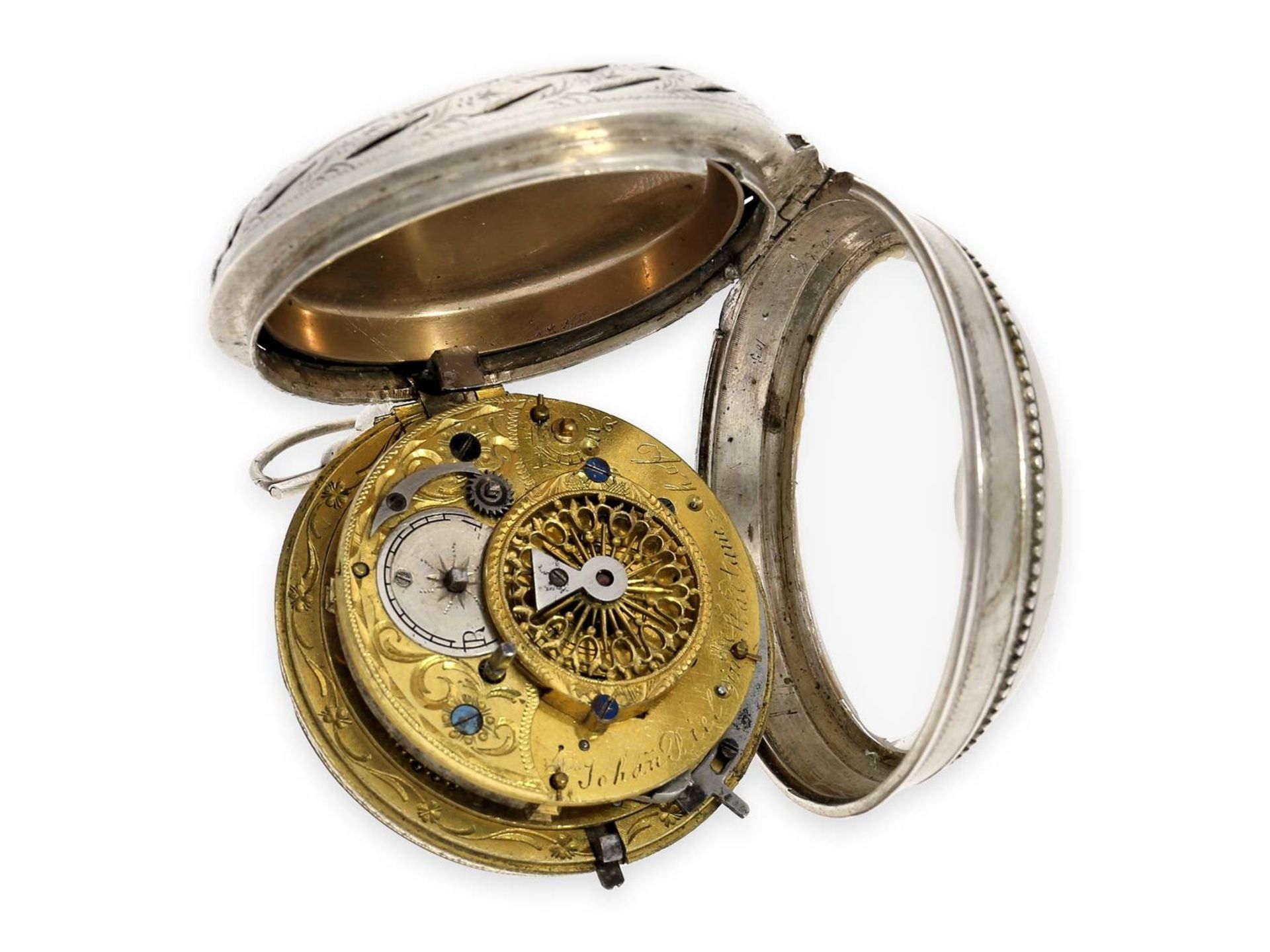 Pocket watch: exceptionally large and rare South German verge watch with very rare a toc & a tact - Bild 4 aus 7