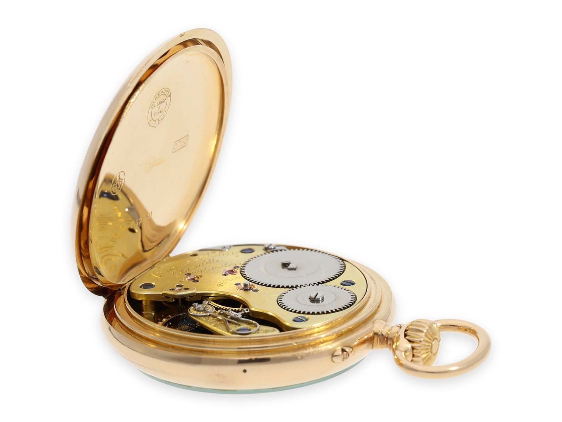 Pocket watch: heavy and large pink gold A. Lange & Söhne pocket watch with the rare calibre 45, - Bild 3 aus 6