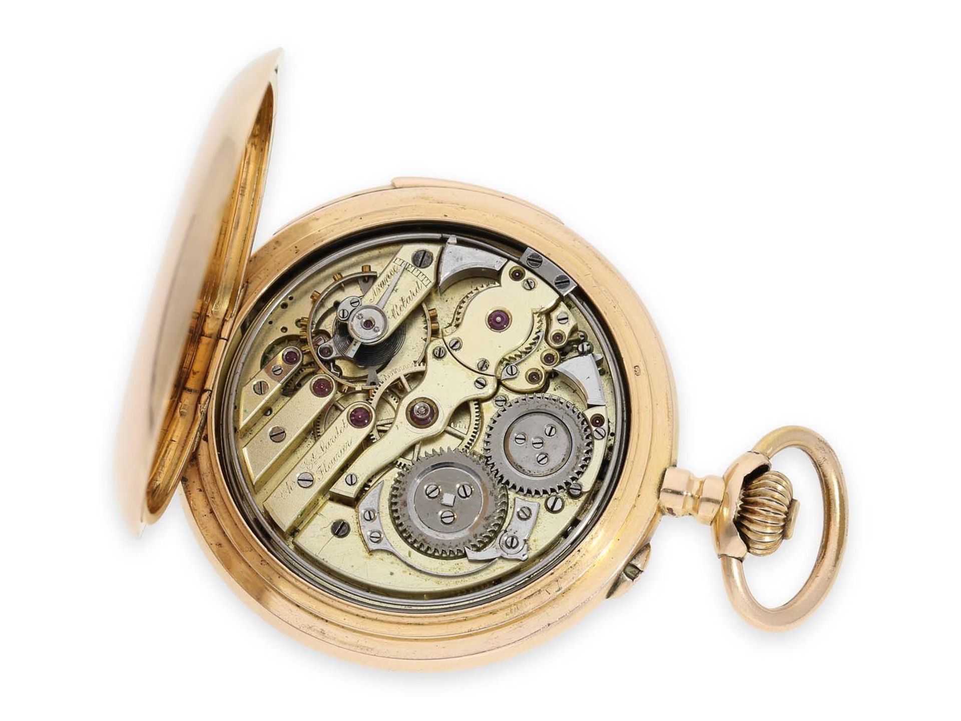 Pocket watch: large and very fine precision pocket watch minute repeater, 18K pink gold, C.E. Lardet - Bild 3 aus 6