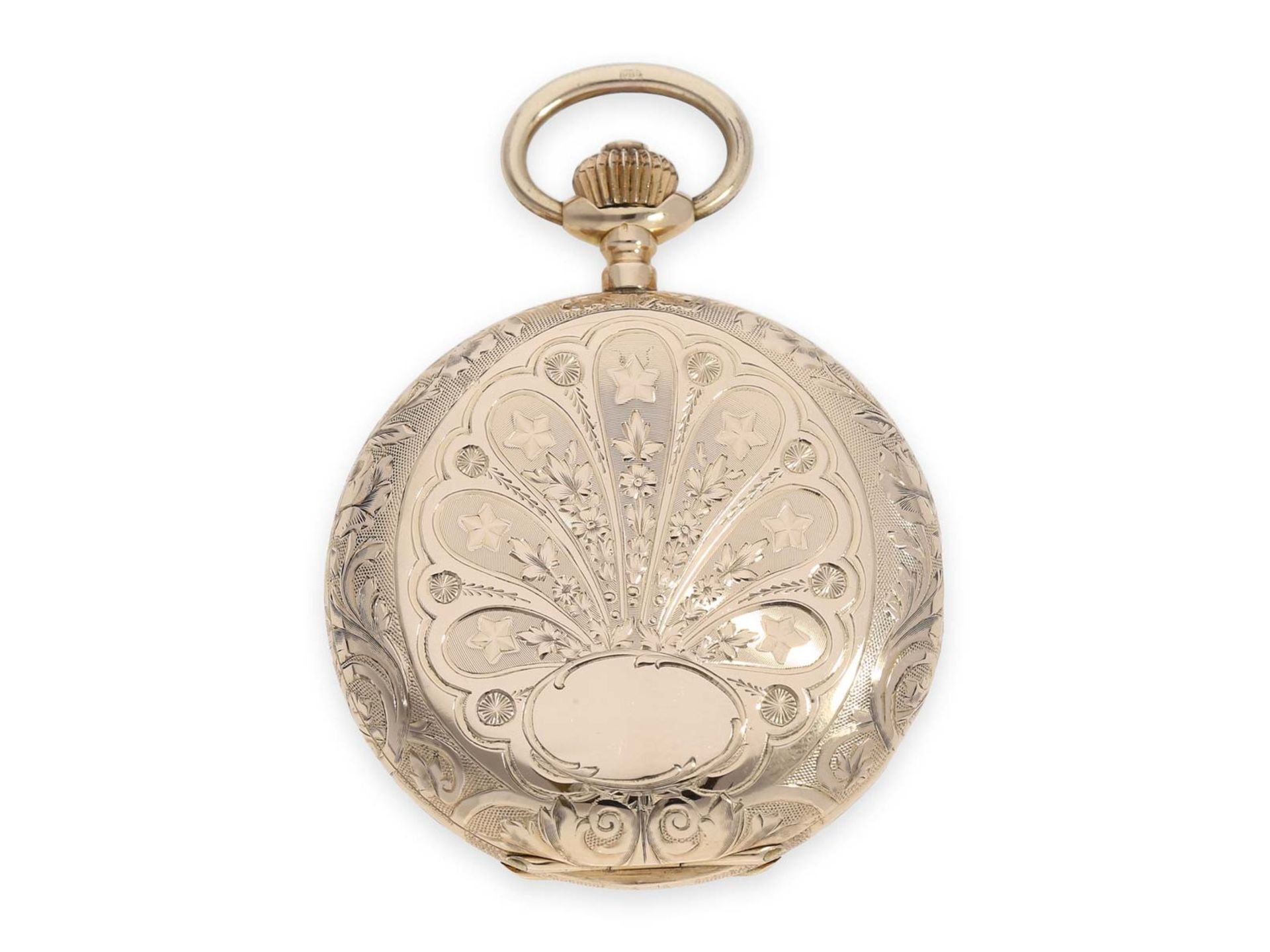 Pocket watch: pink gold Art Nouveau splendour hunting case watch with fine quality case, Switzerland - Image 6 of 7
