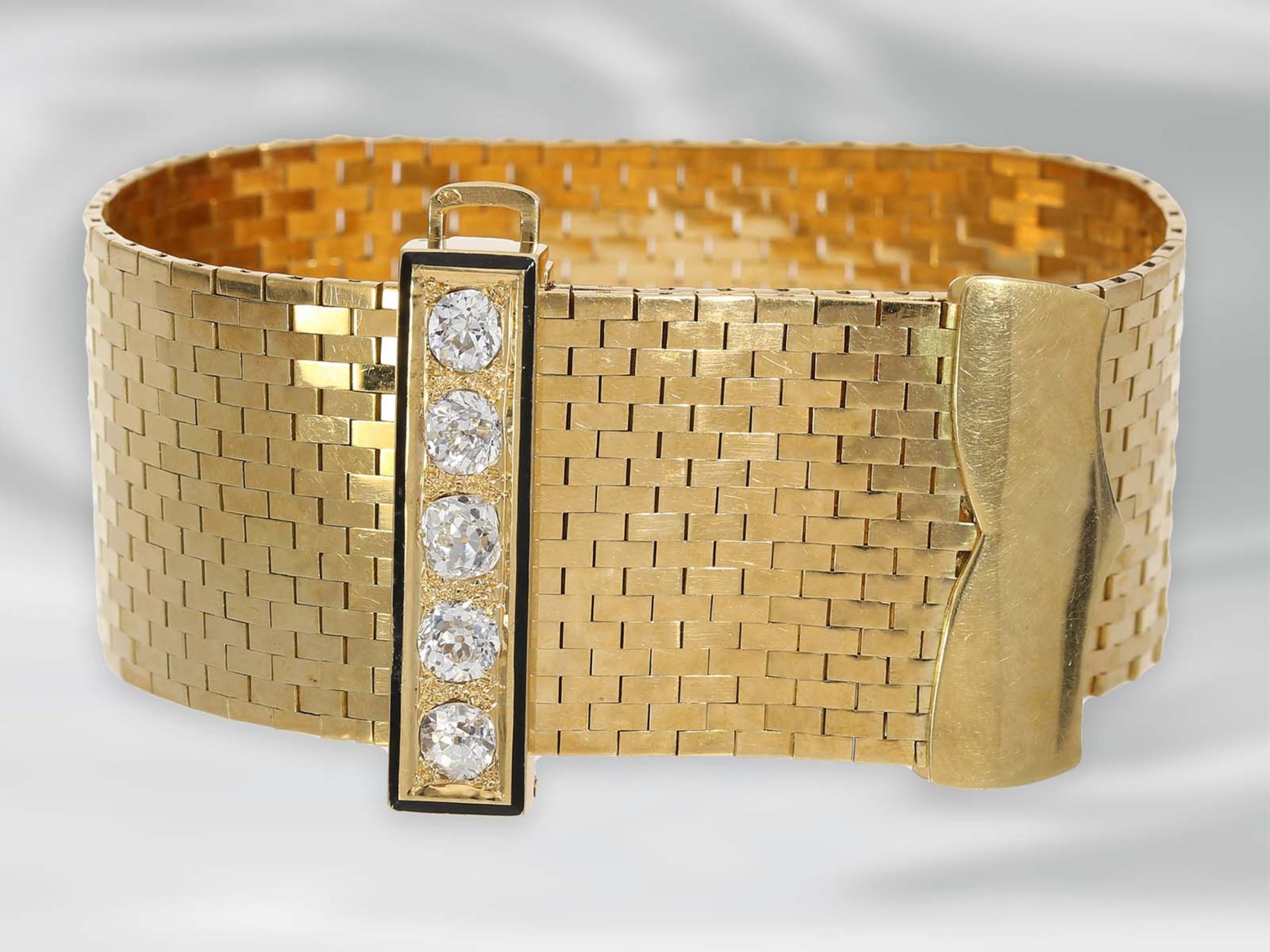 Armband: Van Cleef & Arpels, luxuriöses vintage Goldarmband "Ludo" mit Diamanten, ca. 2ct, ca. - Bild 4 aus 6
