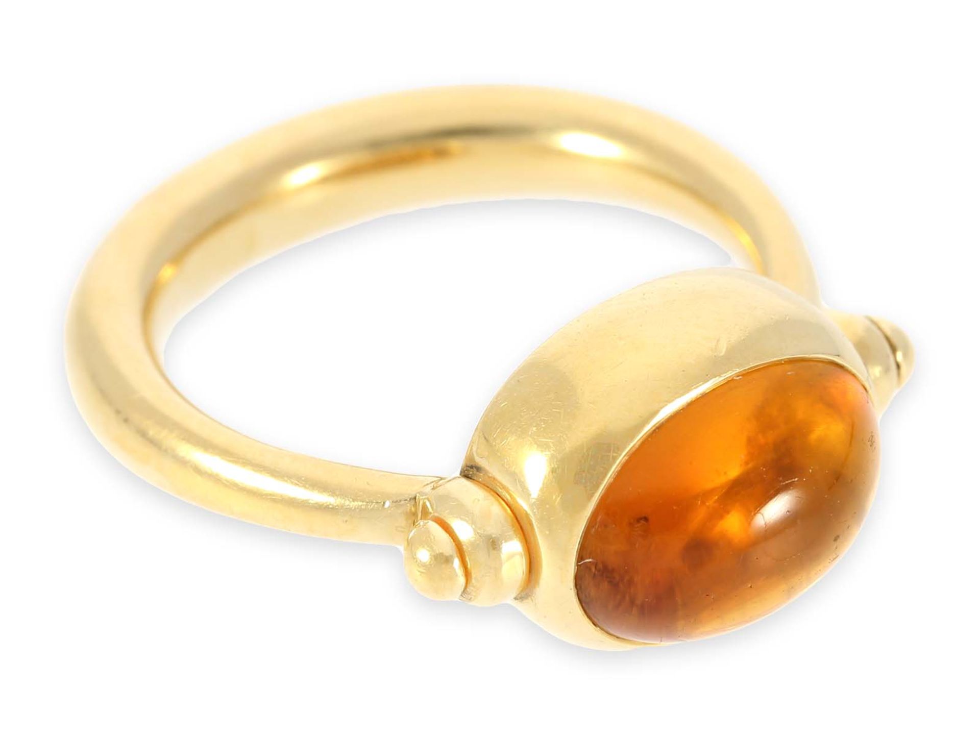 Ring: hochwertiger gelbgoldener Citrinring aus dem Hause Bvlgari, 18K GoldCa. Ø17mm, RG53, - Bild 3 aus 3