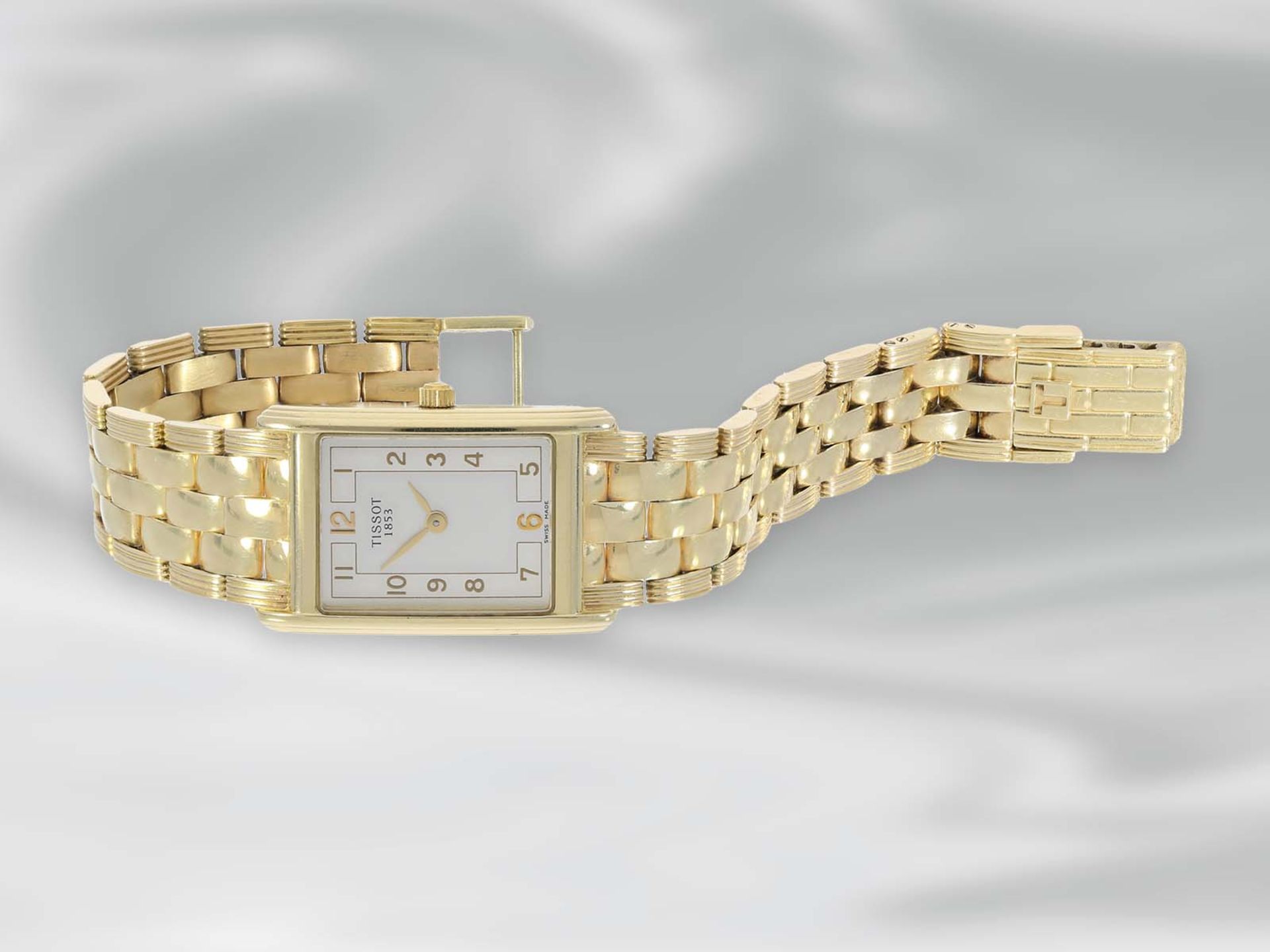 Armbanduhr: elegante Damenuhr der Marke Tissot, 14K Gold, Ref. T73231432, OriginalpapiereCa. 17cm - Bild 2 aus 4