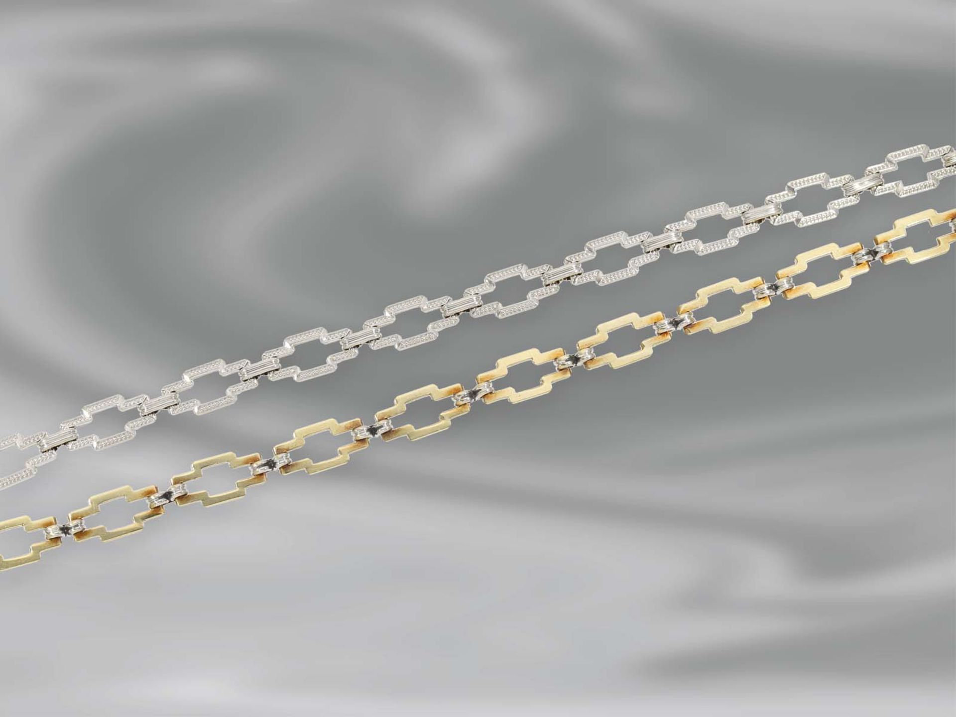 Kette/Collier: Art déco Collier mit Brillanten, ca. 0,81ct, 14K Gelbgold & PlatinCa. 39,5cm lang, - Bild 3 aus 3