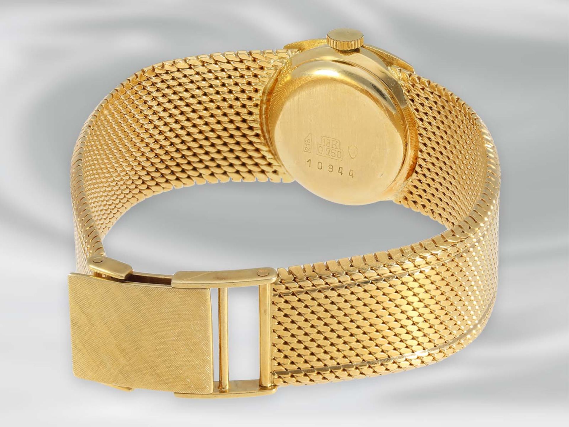 Armbanduhr: hochwertige, seltene goldene vintage Automatic-Damenuhr der Marke Bucherer, 18K - Bild 3 aus 3
