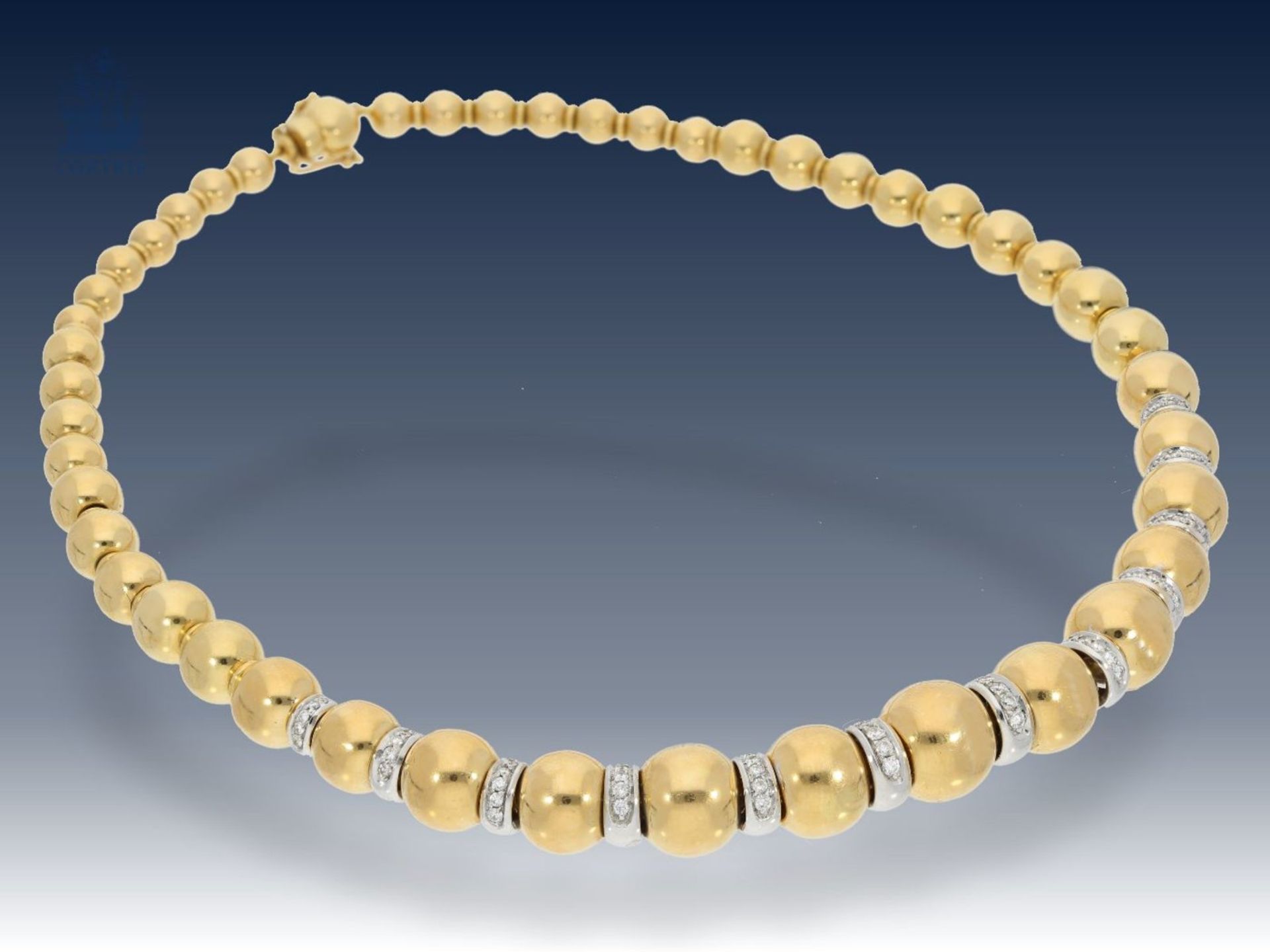 Kette/Collier: sehr hochwertiges, ehemals sehr teures Bicolor Brillant-Collier, 1,24ct, 18K Gold, - Bild 3 aus 3