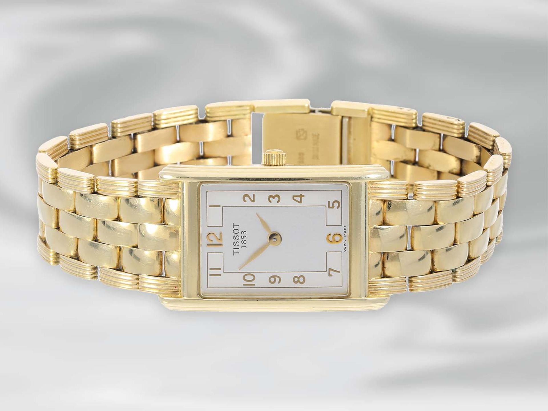 Armbanduhr: elegante Damenuhr der Marke Tissot, 14K Gold, Ref. T73231432, OriginalpapiereCa. 17cm - Bild 4 aus 4