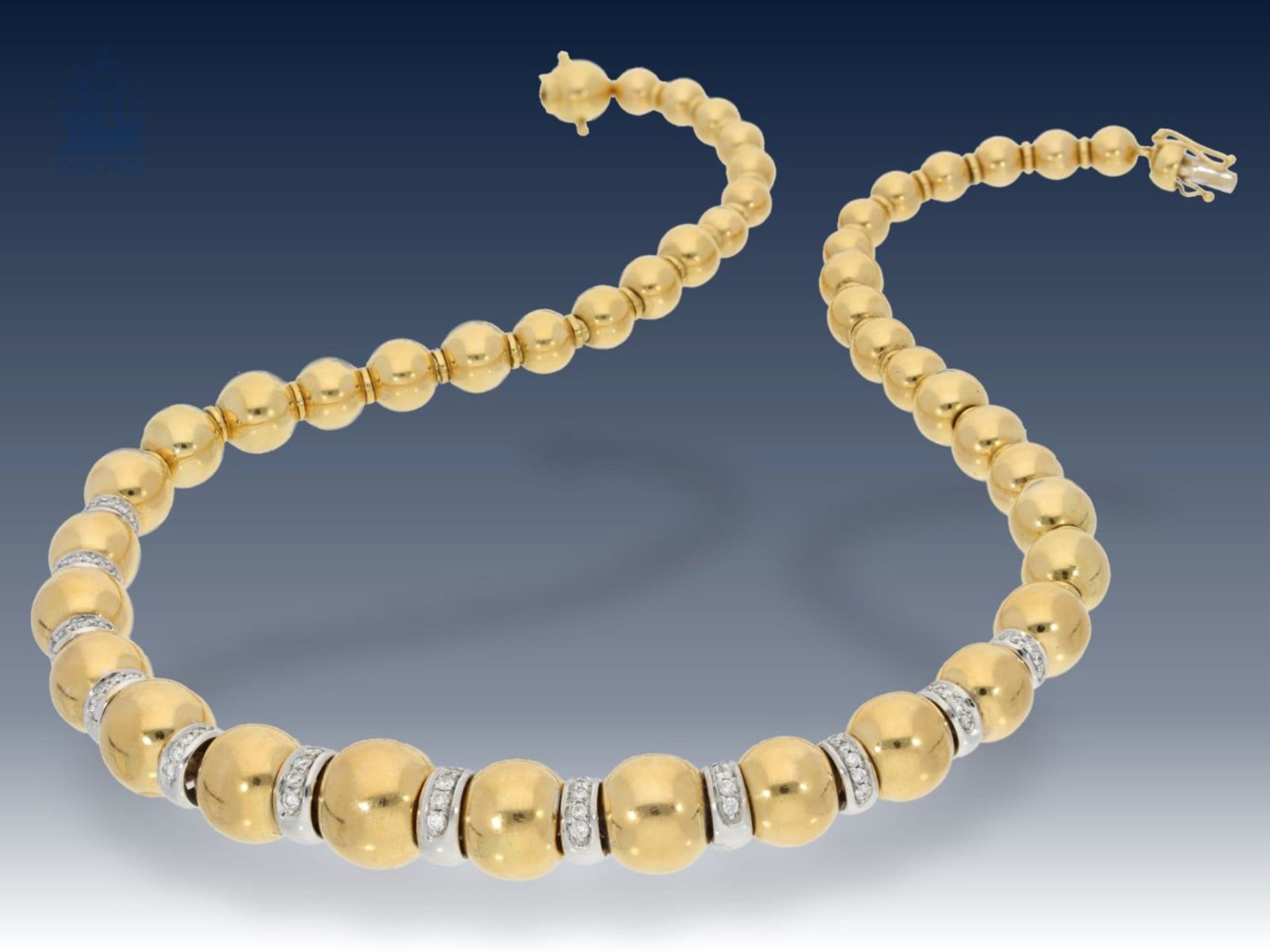 Kette/Collier: sehr hochwertiges, ehemals sehr teures Bicolor Brillant-Collier, 1,24ct, 18K Gold,