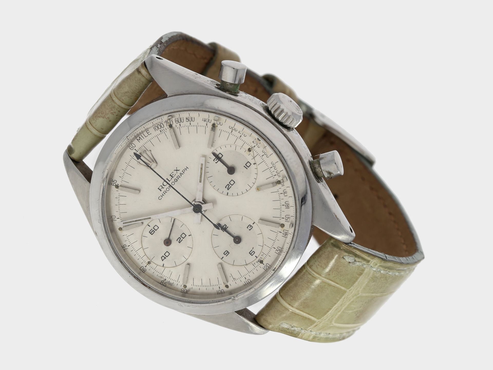 Armbanduhr: äußerst rarer, früher Rolex Stahl-Chronograph Ref. 6238, sog. "Pre-Daytona", ca.1964,