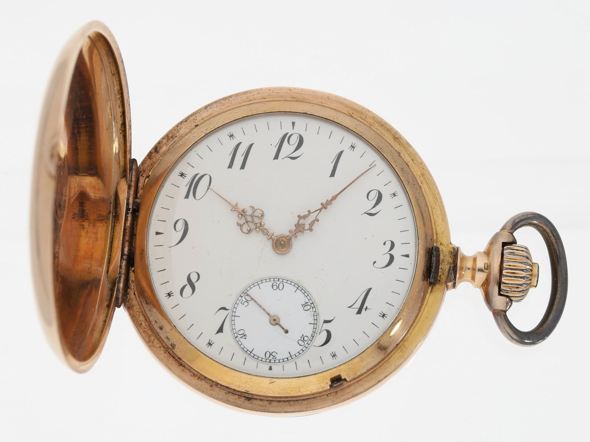 Taschenuhr: besonders schweres, rotgoldenes Longines Chronometer, um 1900Ca. Ø54,5mm, ca. 128g,