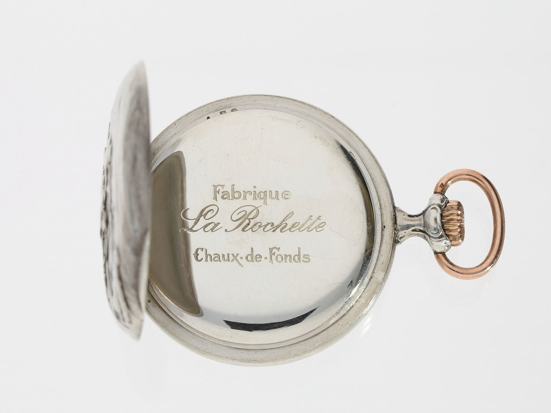 Taschenuhr: sehr seltene Jugendstil Damenuhr mit signiertem Huguenin Reliefgehäuse "Die - Image 3 of 4