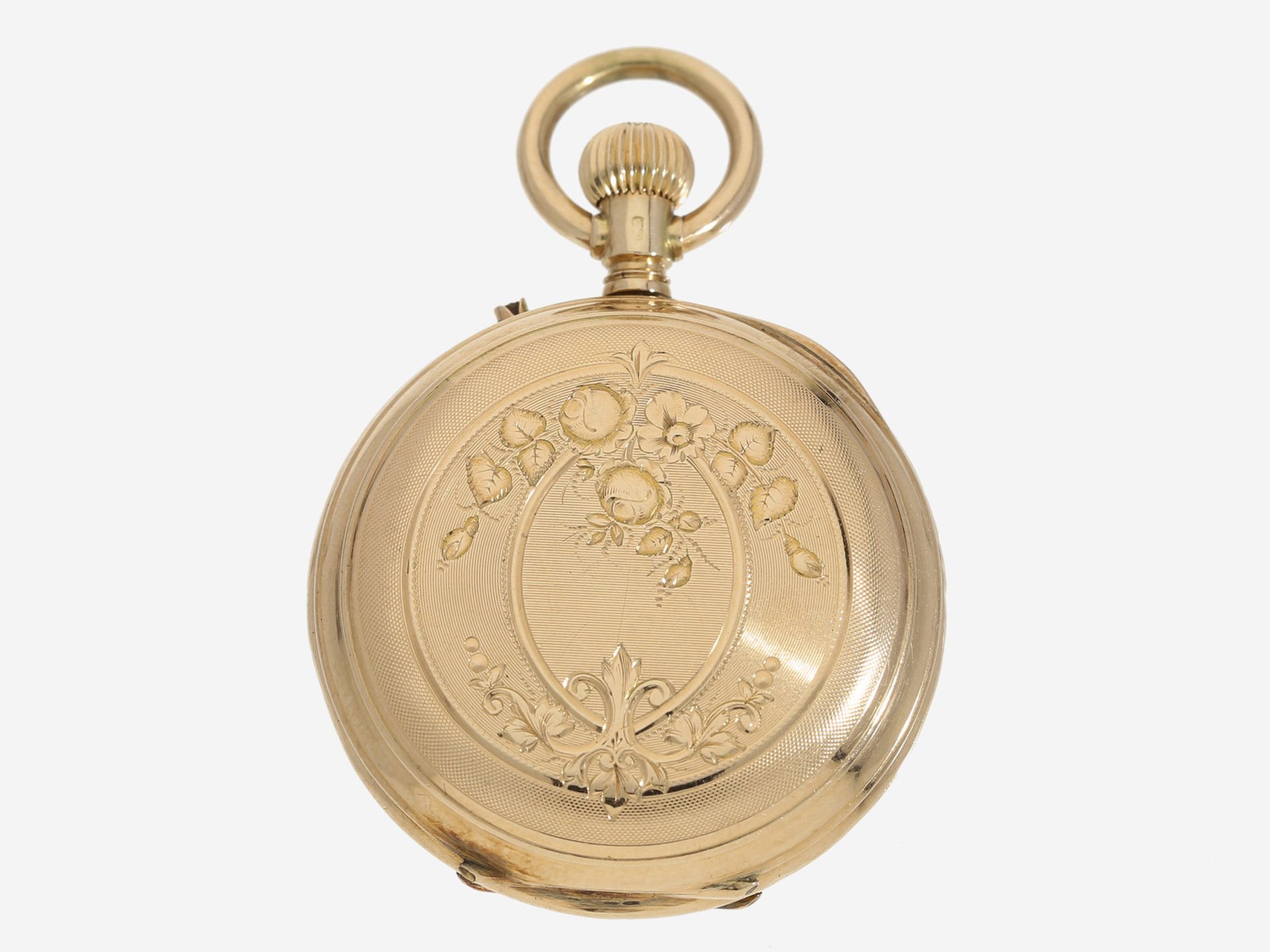 Taschenuhr: sehr schön erhaltene, goldene Damentaschenuhr/Anhängeuhr, um 1900, R. Albert Rielé, La - Image 2 of 3