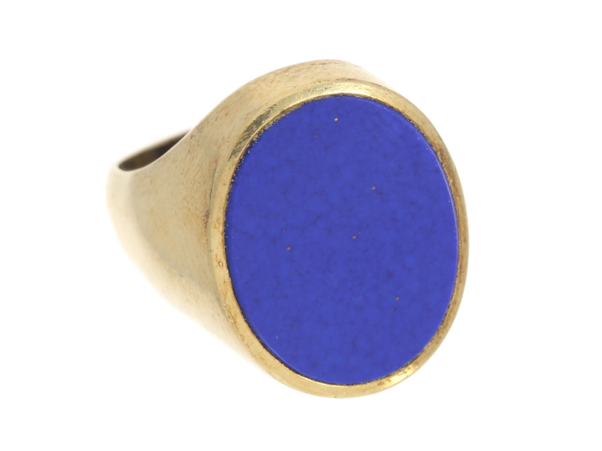 Ring: vintage Siegelring mit Lapislazuli, 14K GoldCa. Ø17,5mm, RG55, ca. 12,1g, 14K Gold, vintage