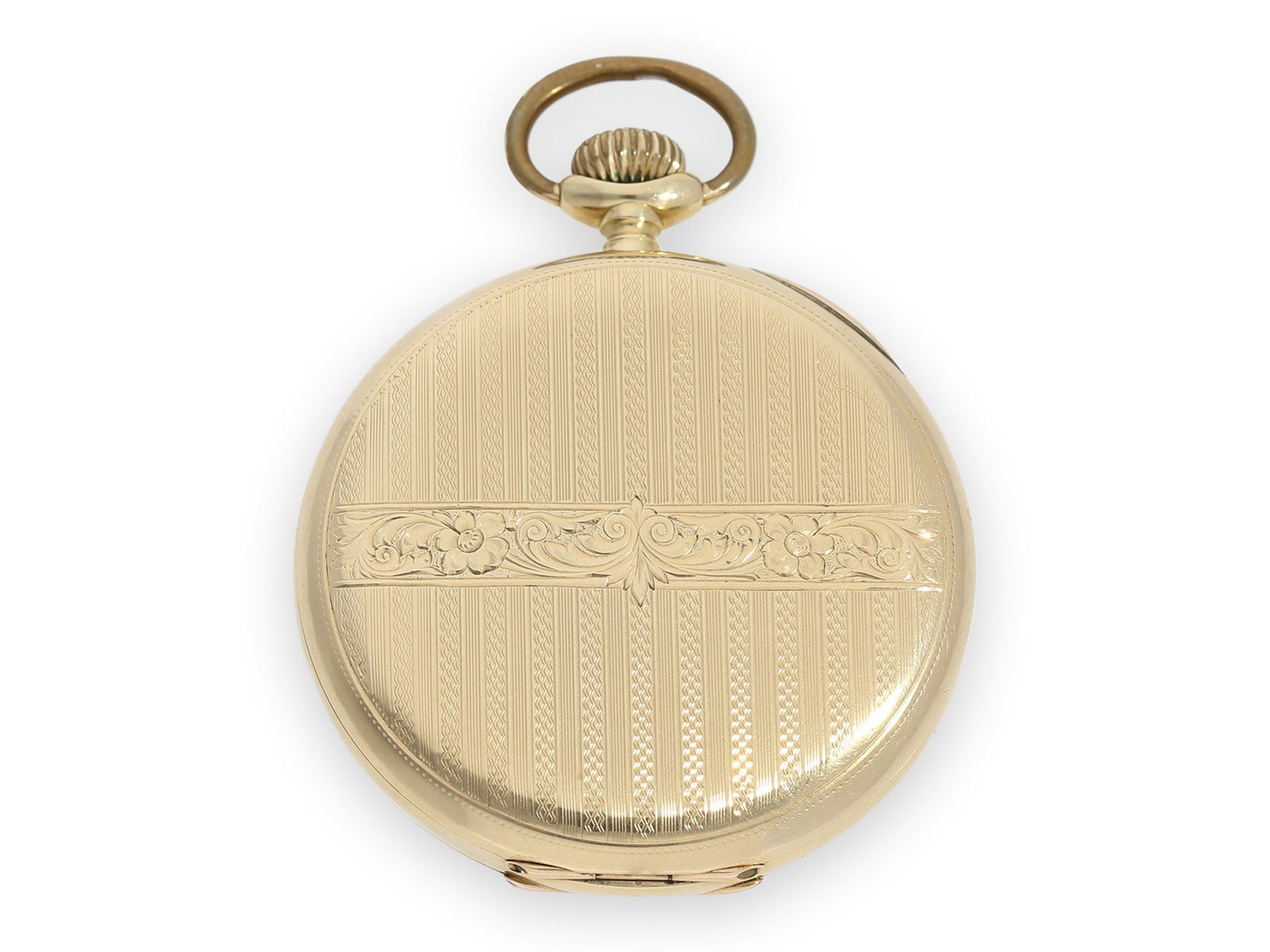 Taschenuhr: sehr schöne Art déco Goldsavonnette der Marke Alpina, ca.1930Ca. Ø50mm, ca. 85g, 14K - Image 3 of 4