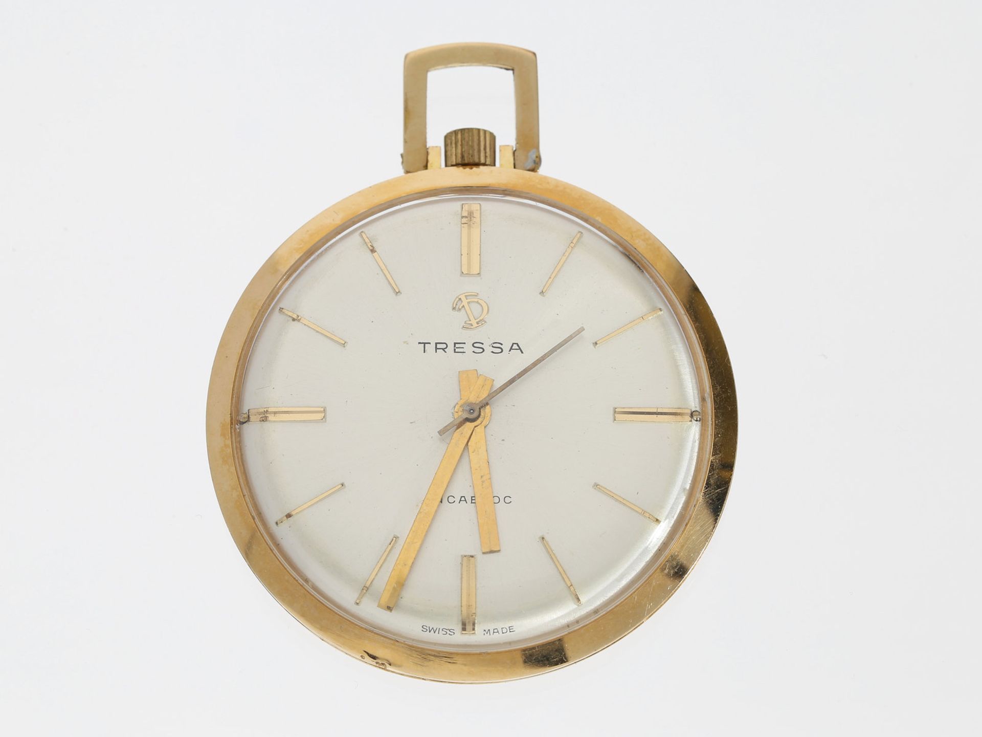 Taschenuhr: vintage Frackuhr der Marke Tressa, 18K Gold, vermutlich 60er JahreCa. Ø40mm, ca. 25g,