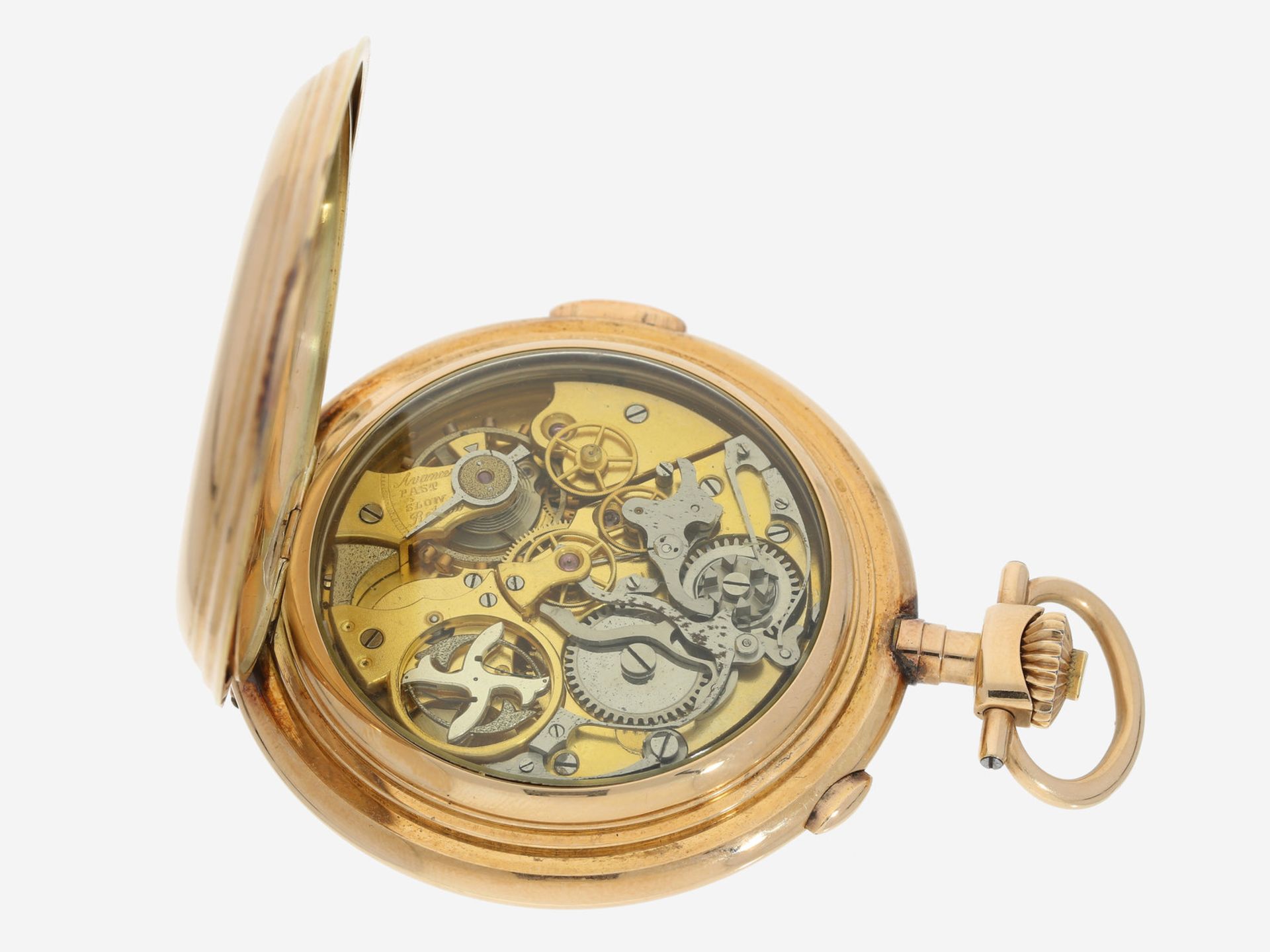 Taschenuhr: schwere, komplizierte Goldsavonnette mit Minutenrepetition und Chronograph, Marke - Image 4 of 4