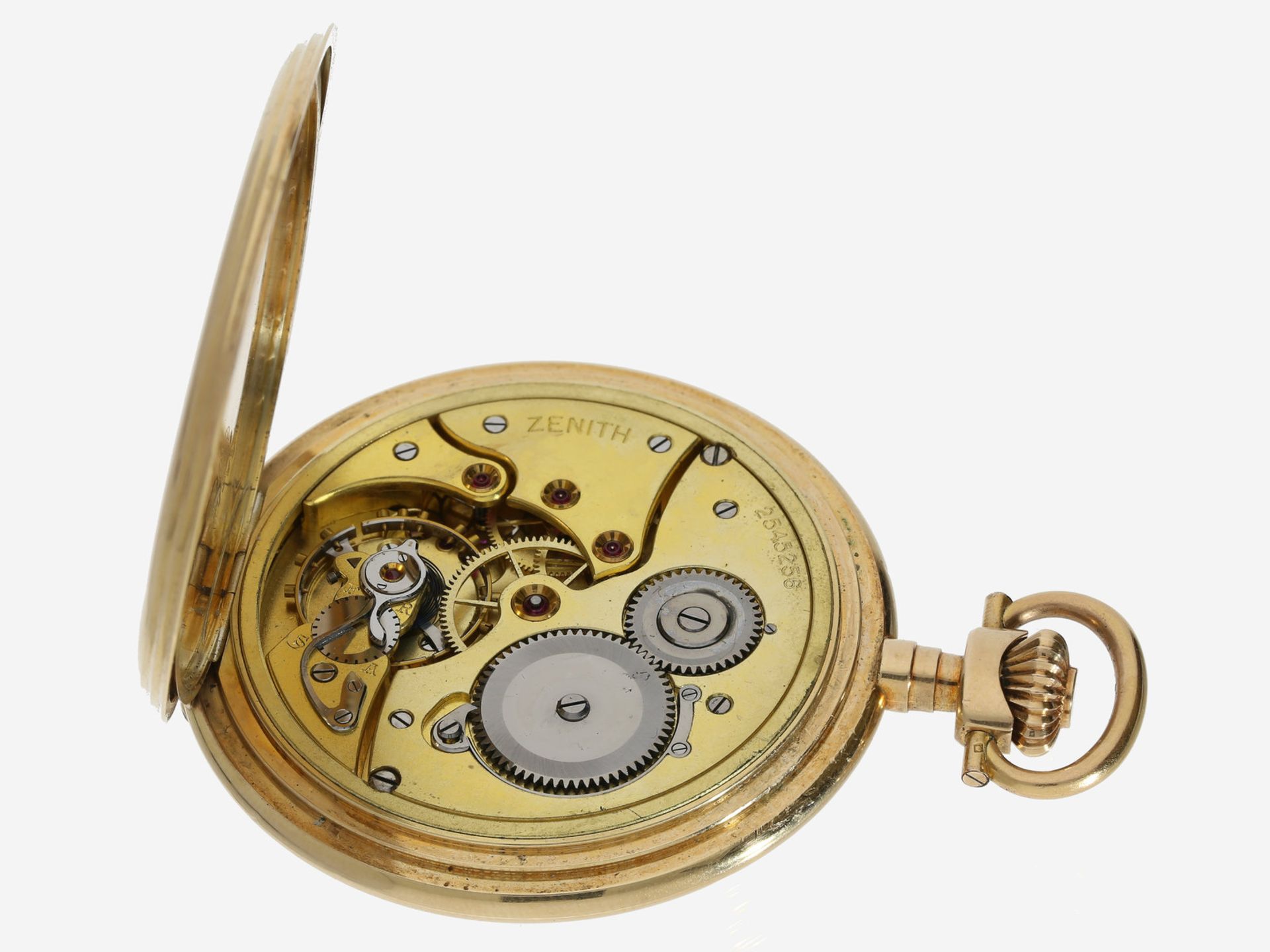 Taschenuhr: feine Zenith Goldsavonnette, seltene Chronometerqualität, vermutlich um 1920Ca. Ø52,5mm, - Image 4 of 4