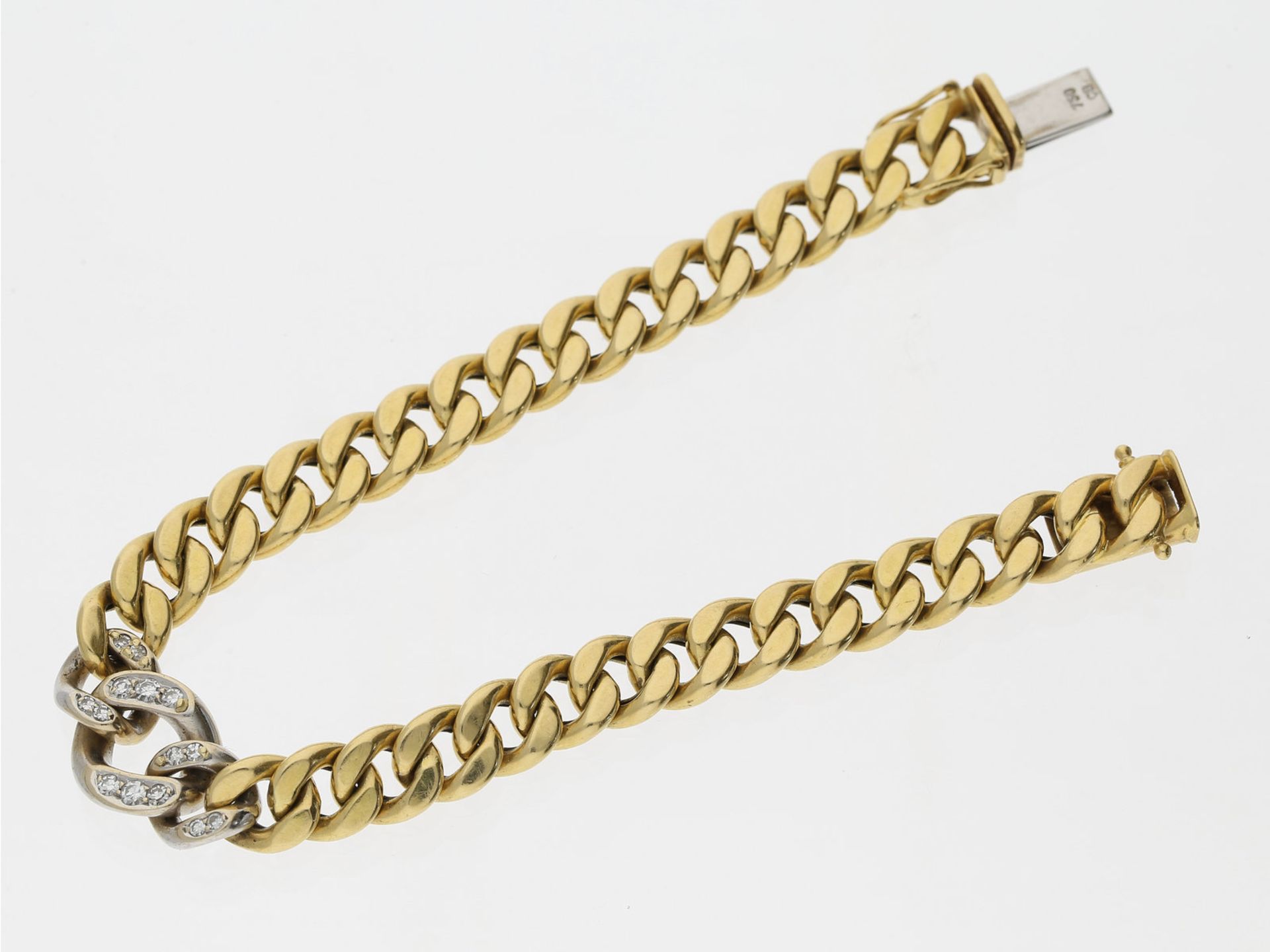 Armband: klassisches vintage Panzerarmband, besetzt mit Diamanten, 18K GoldCa. 18,5cm lang, ca. 20,