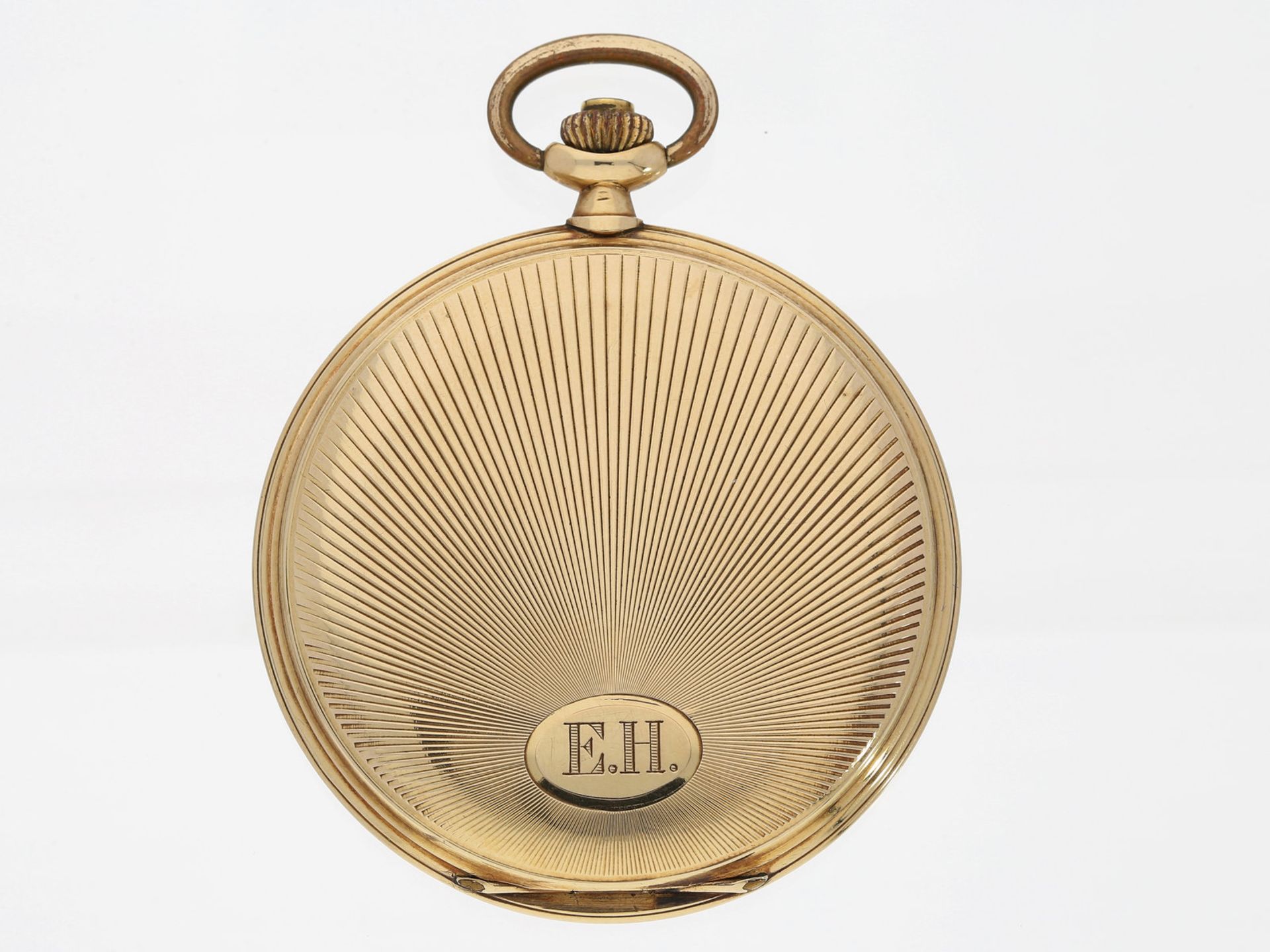 Taschenuhr: flache, elegante Art déco Goldsavonnette, um 1920Ca. Ø52mm, ca. 67g, 14K Gold, beide - Image 2 of 3