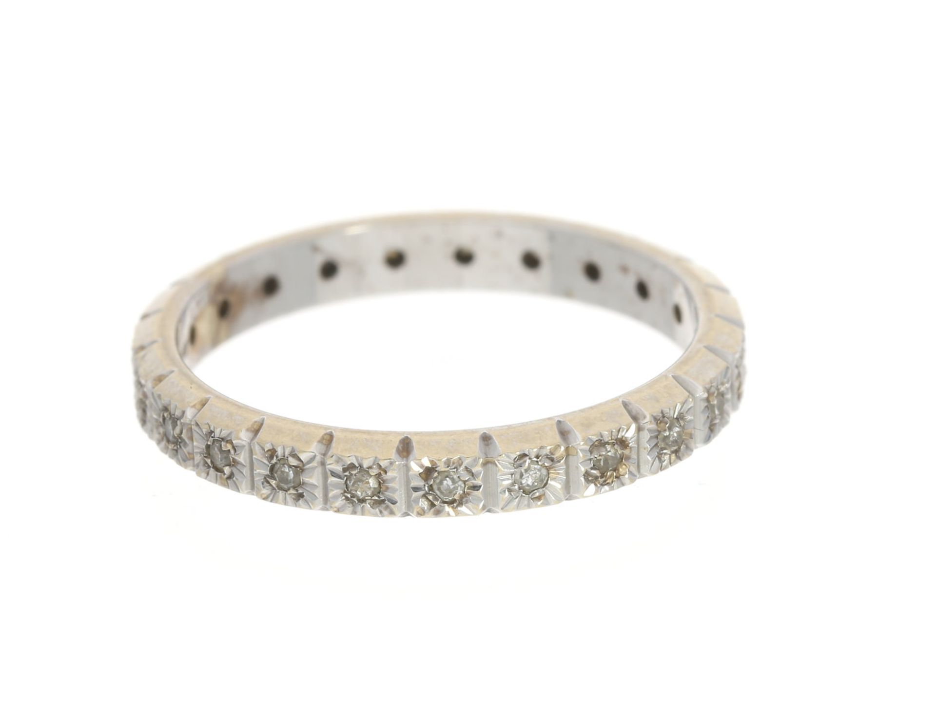 Ring: weißgoldener Memoirering mit Diamanten, 14KCa. Ø18mm, RG56, ca. 3,1g, 14K Weißgold, vintage