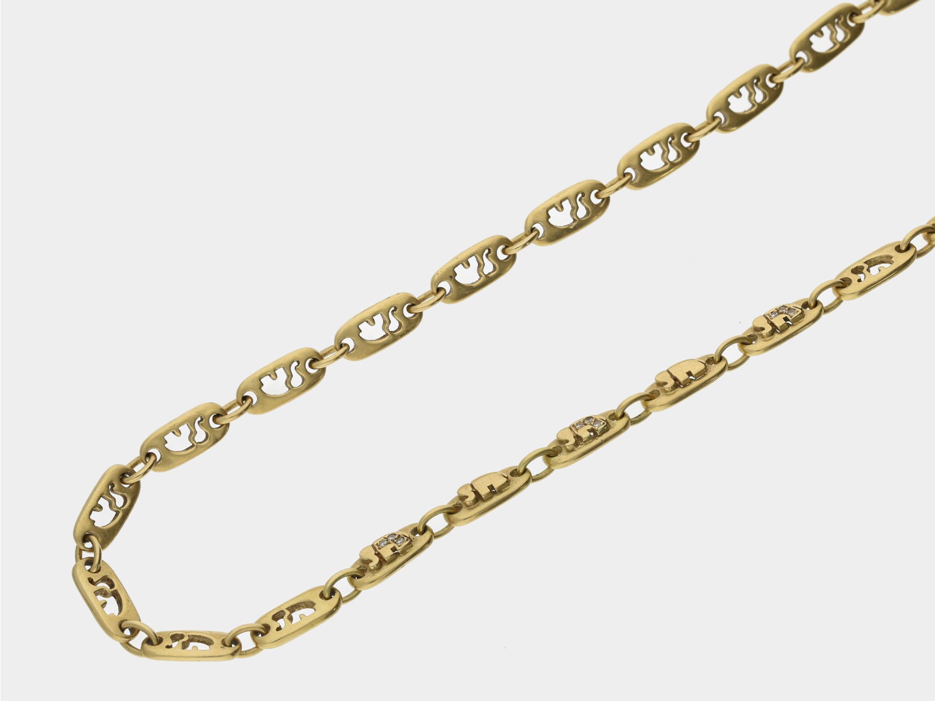 Kette/Collier: ausgefallene Goldschmiedekette mit Elefanten-Motiven, 18K GoldCa. 55,5cm lang, ca.