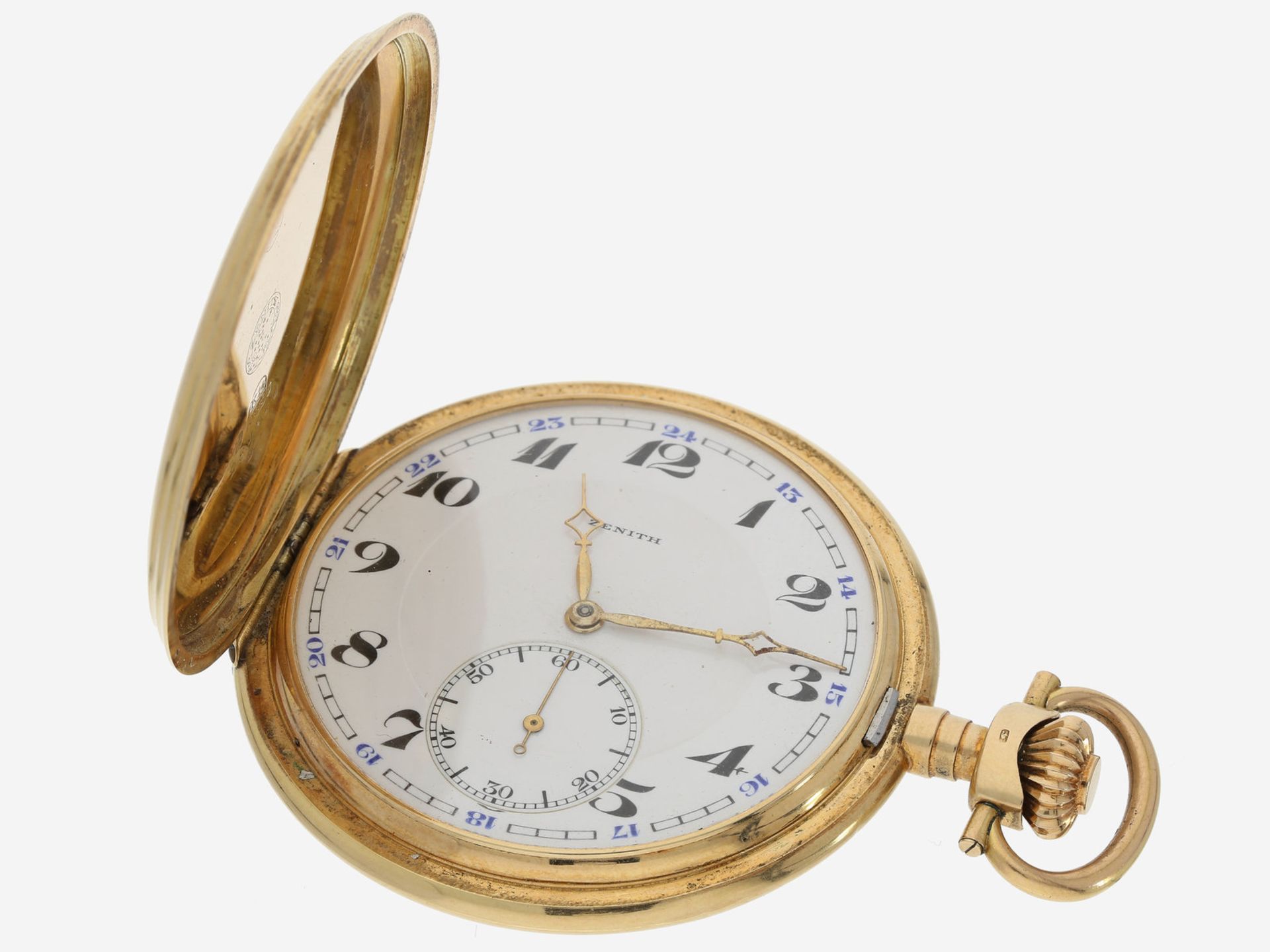 Taschenuhr: feine Zenith Goldsavonnette, seltene Chronometerqualität, vermutlich um 1920Ca. Ø52,5mm,