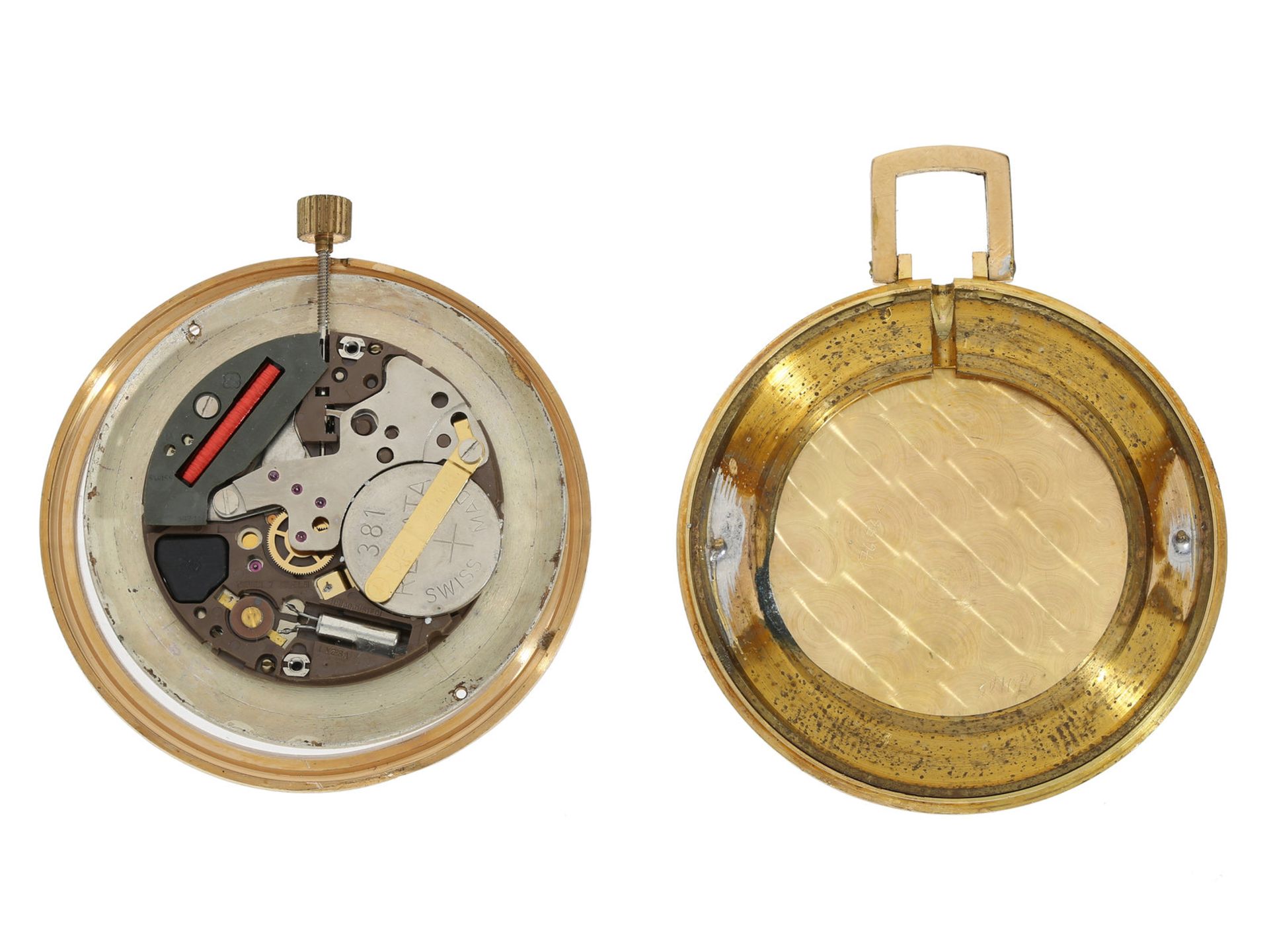 Taschenuhr: vintage Frackuhr der Marke Tressa, 18K Gold, vermutlich 60er JahreCa. Ø40mm, ca. 25g, - Image 3 of 3