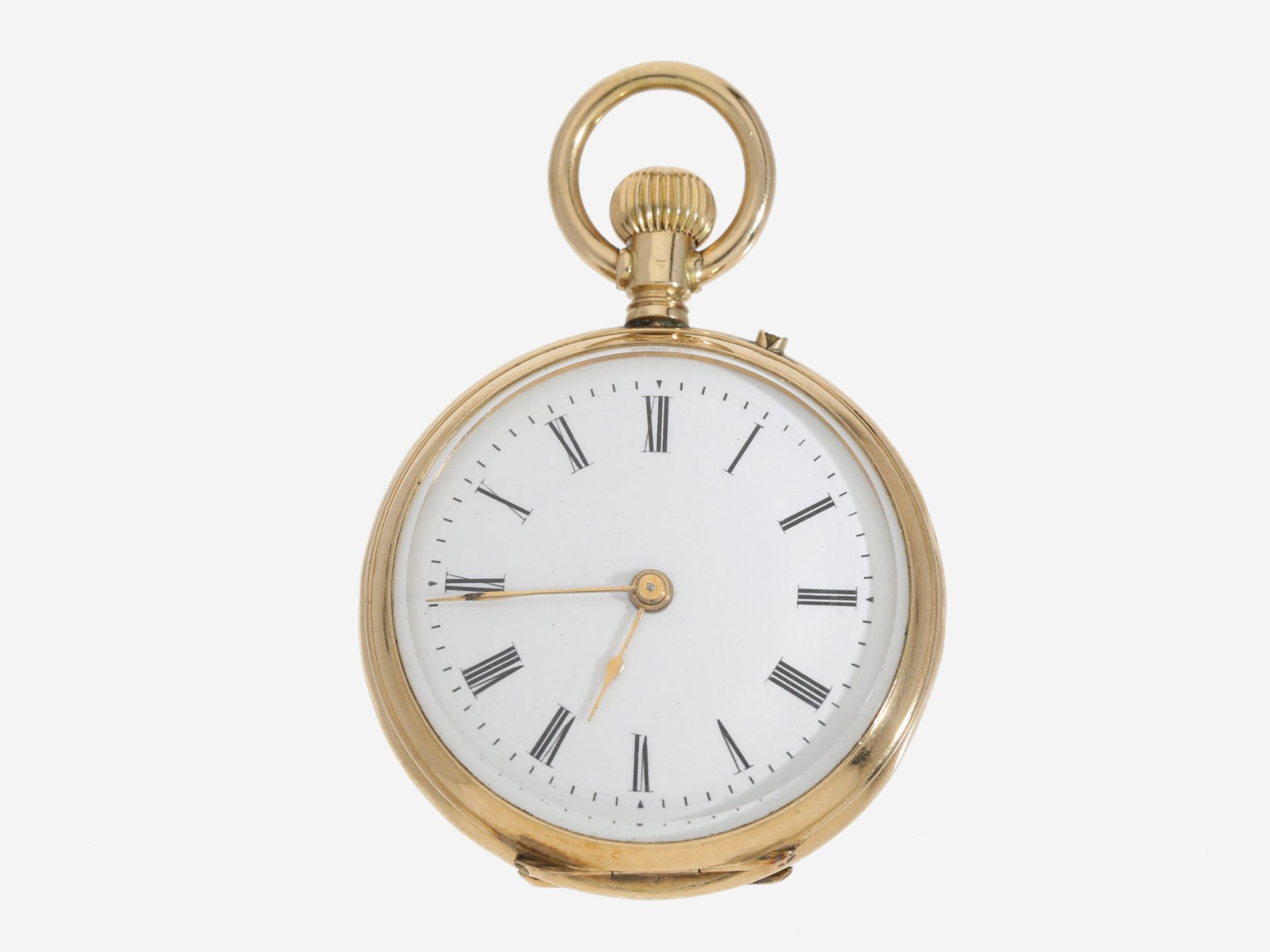 Taschenuhr: sehr schön erhaltene, goldene Damentaschenuhr/Anhängeuhr, um 1900, R. Albert Rielé, La