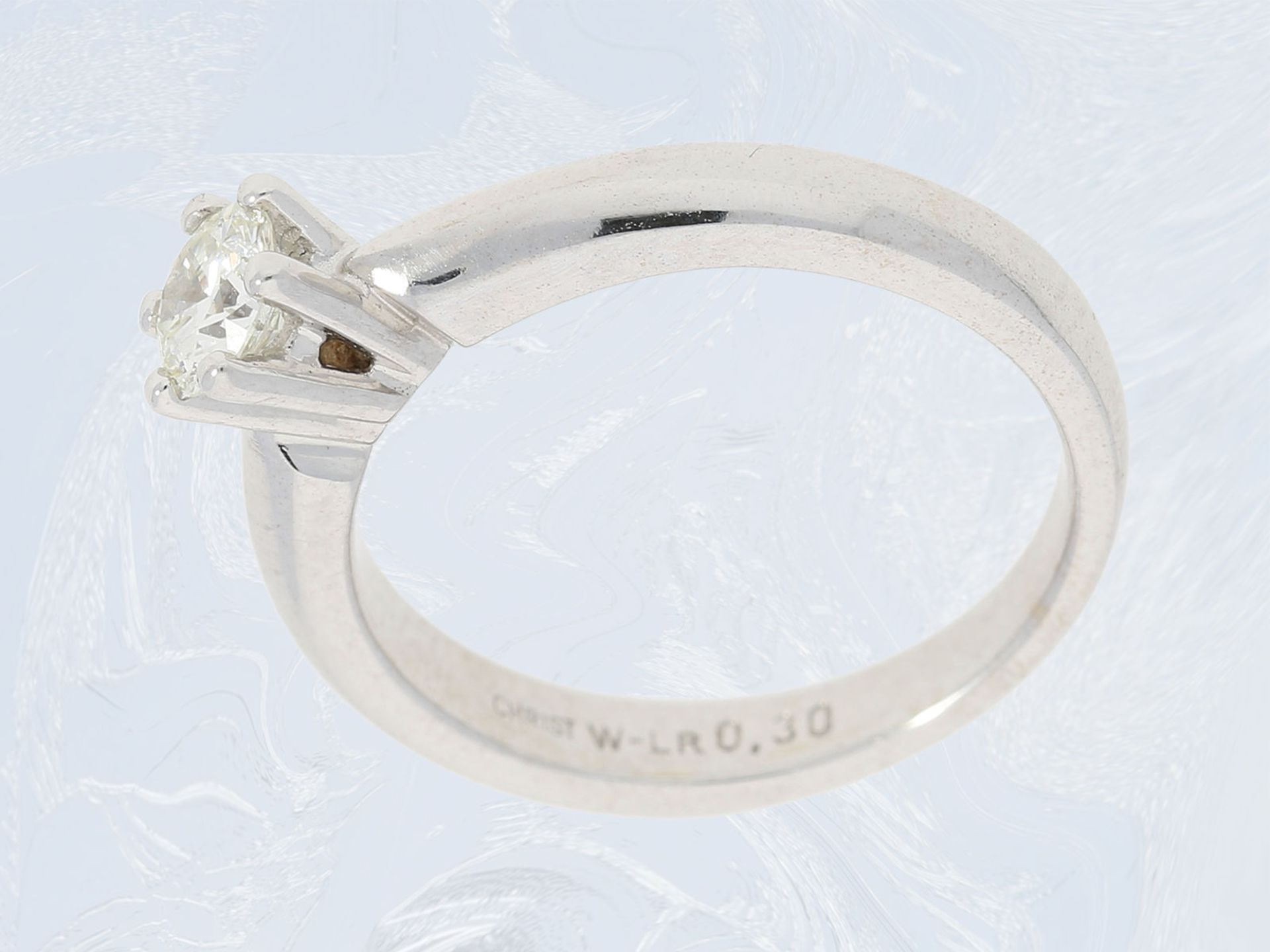 Ring: neuwertiger Solitär/Brillant-Ring von Christ, 0,3ct, Kindergröße/TeenagergrößeCa. Ø15mm, - Bild 2 aus 3