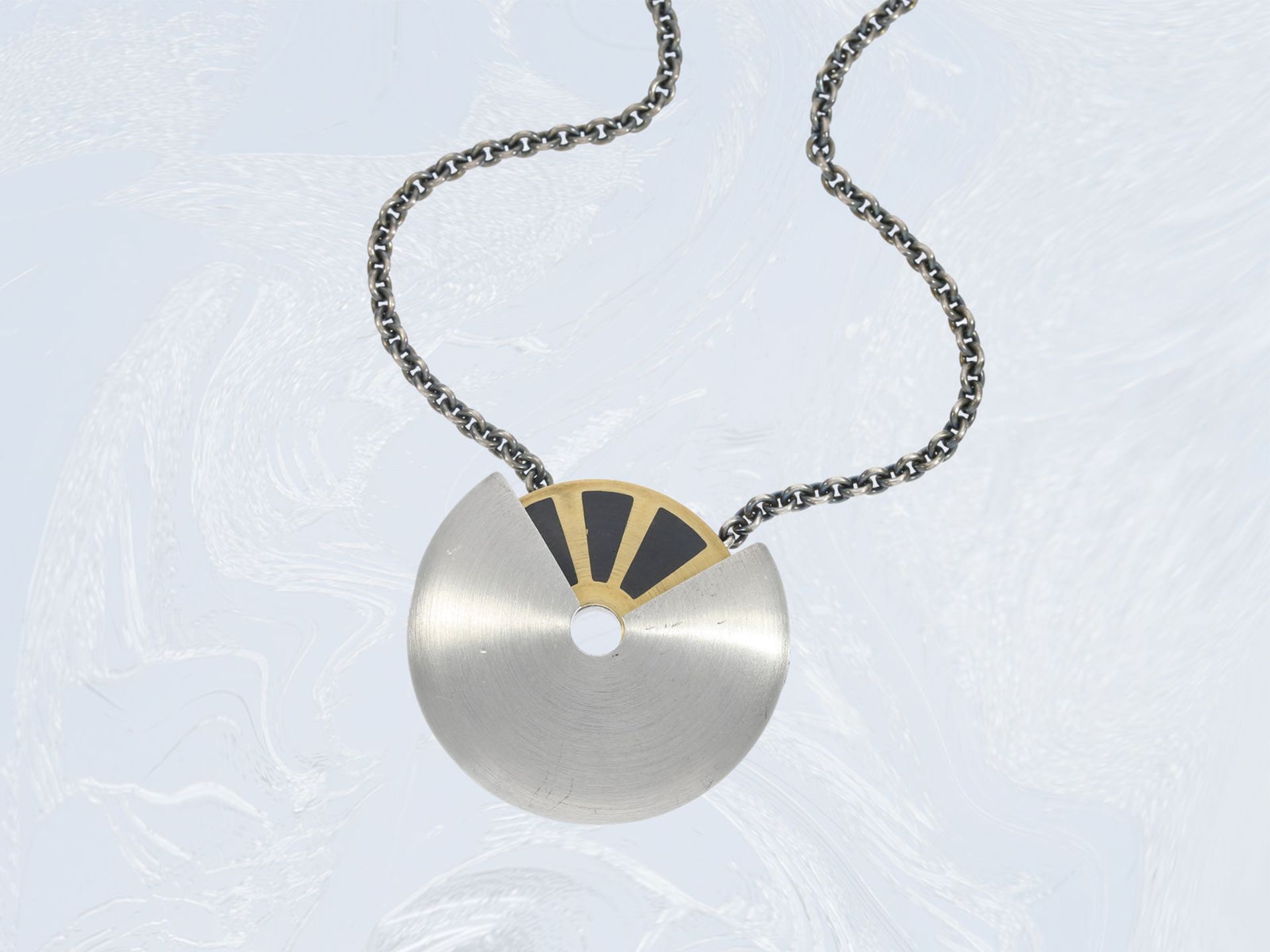 Kette/Collier: interessantes modernes Designer-Collier, Platin, 14K Gold, 925er Silber, unikate