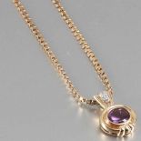 Flachpanzer-Collier mit Amethyst-Anhänger585er Gelbgold, gestempelt. Ges.-Gewicht: 28,9 g. L. 70 cm.