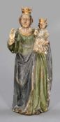 Bildschnitzer wohl des 17./18. Jahrhunderts- Stehende Madonna mit Kind - Holz. Polychrom gefasst. H.
