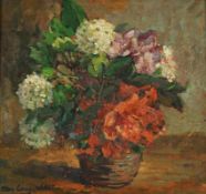 Otto Lang-Wollin1881 Kassel - 1958 San Remo - "Blumen" - Tempera/Hartfaser. 38 x 43 cm. Sign. l. u.: