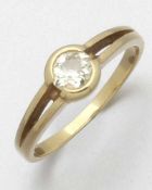 Diamantring585er GG, gestemp. 1 Diamant im Altschlif 0,53 ct (N-Yellow/si). Ringgr. 57. Gew.: 3,6