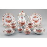 21tlg. KaffeeserviceStaatliche Porzellan Manufaktur, Meissen 1972-1980. - Indische Korallenrot-