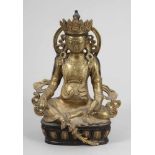 Buddha mit RatteNepal. Bronze. Teilw. schwarze bemalt. H. 28 cm. Sitzende Darstellung mit Ratte