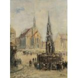 Otto Hamel1866 Erfurt - 1950 Lohr - Marienplatz in Nürnberg - Öl/Lwd. 80 x 60 cm. Sign. r.u.: Otto