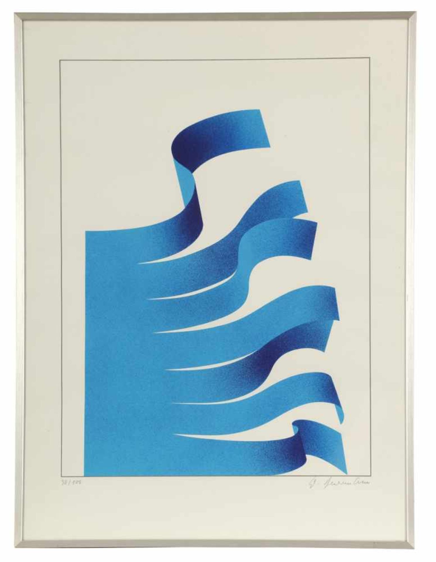 Wilhelm Beuermann1937 Berlin - 2006 Hannover - Komposition in Blau - Farbserigrafie/weißes Papier. - Bild 2 aus 2