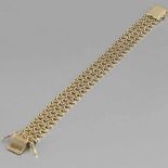 Gliederarmband585/- Gelbgold, gestempelt. Gewicht: 34,9 g. L. 19,6g. Steckschloss mit zwei