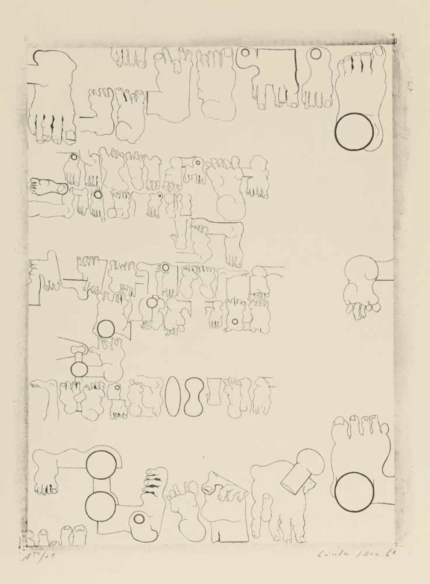 Arnold Leissler d. J.Hannover 1939 - Hannover 2014 - Füße - Lithografie/Papier. A 50/21. 47,5 x 35,5