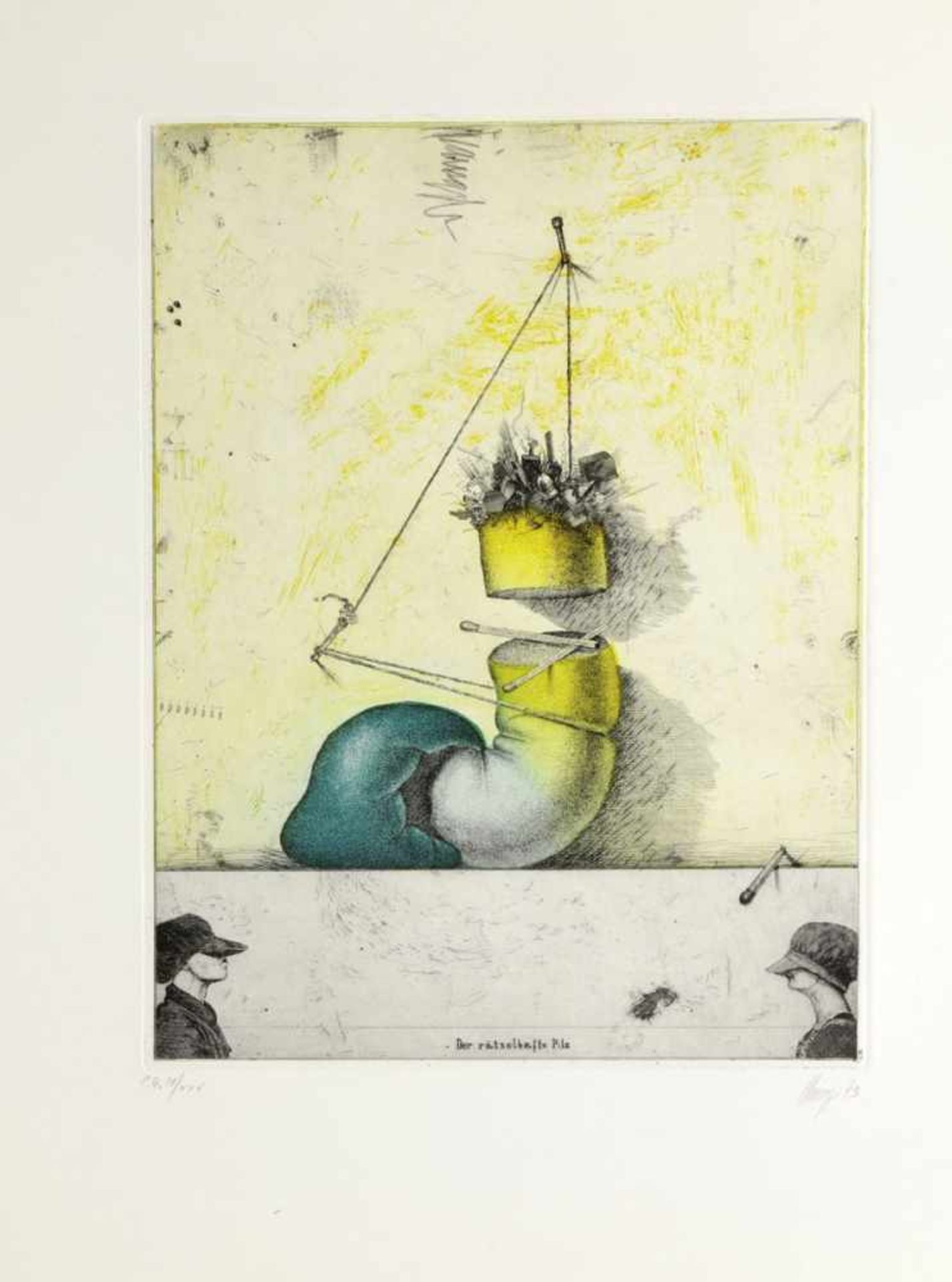 Maurilio Minuzzi1939 Venedig - "Der rätselhafte Pilz" - Farbradierung/Papier. E.A. (IV/XXV). 32,8 - Bild 2 aus 2