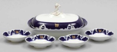 5 Teile mit Monogramm W.Königliche und Staatliche Porzellan Manufaktur, Meissen 1850-1924.