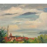 Friedrich August Herkendell1876 Düsseldorf - 1940 Düsseldorf - Kleines Dorf mit Seeblick - Öl/Lwd.