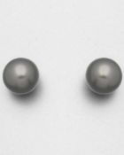 Paar klassische Perlohrstecker - grau585er WG, gestemp. 2 graue Perlen D. 9.74 mm.klassisch, Perlen,
