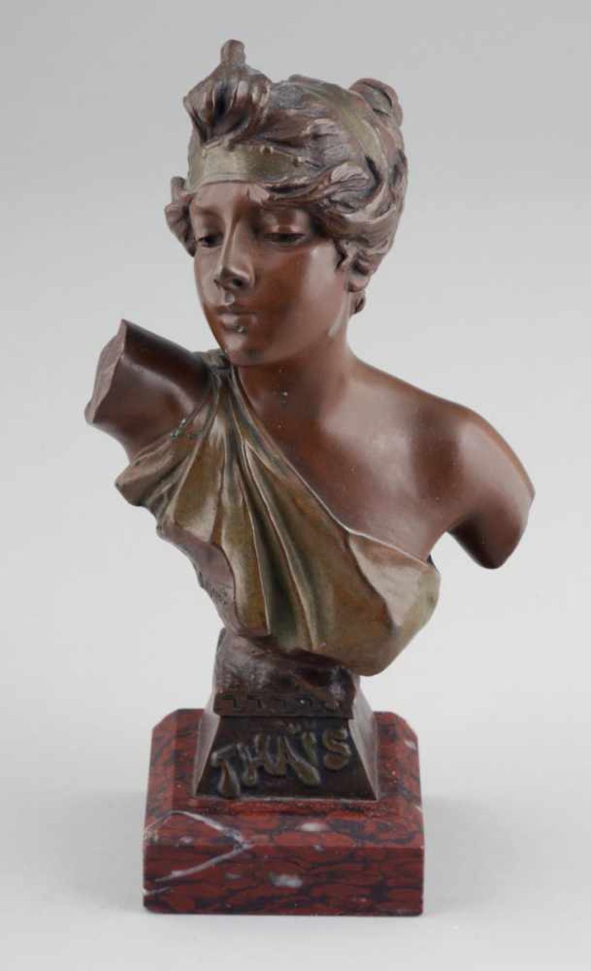 Emmanuel Villanis1858 Lille - 1914 Paris - "Thais" - Bronze. Braun und olivgrün patiniert. Rötlicher