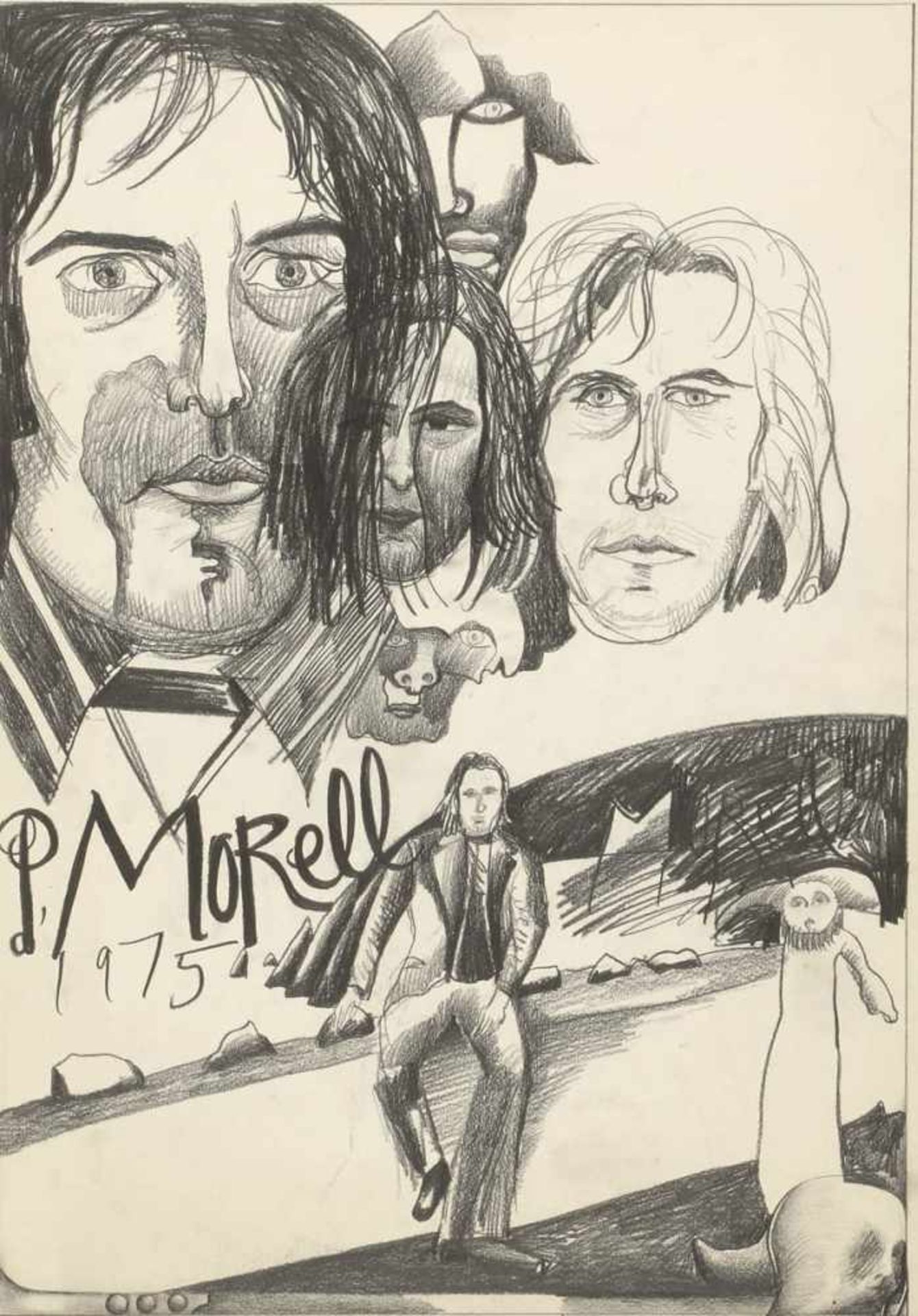 Pit Morell1939 Kassel - lebt und arbeitet in Worpswede - Kalenderdeckblatt: "P. Morell 1975" -