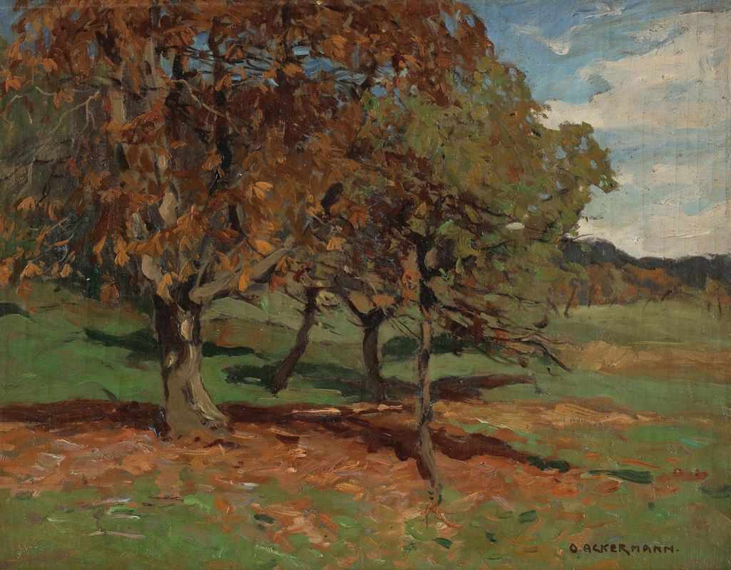 Otto Ackermann1872 Berlin - 1953 Düsseldorf - Landschaft - Öl/Holz. 27 x 35 cm. Sign. r. u.: O.