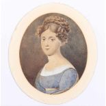 Künstler des 19. Jahrhunderts- Biedermeier Damenporträt - Aquarell/Papier. 25,5 x 21,5 cm (