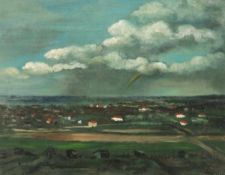 Grethe Jürgens1899 Holzhausen - 1981 Hannover - Blick auf Hannover - Öl/Hartfaser. 51,5 x 68 cm.